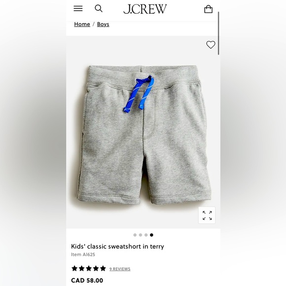 JCrew Crewcuts Classic Sweat Short. Boys. Size 5. - Picture 1 of 5